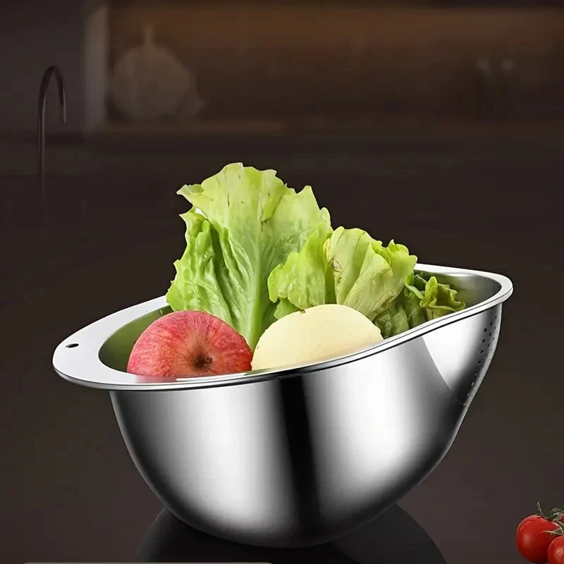 Stainless Steel Kitchen Colander - Multi-Purpose Drain Basket for Rice, Fruits