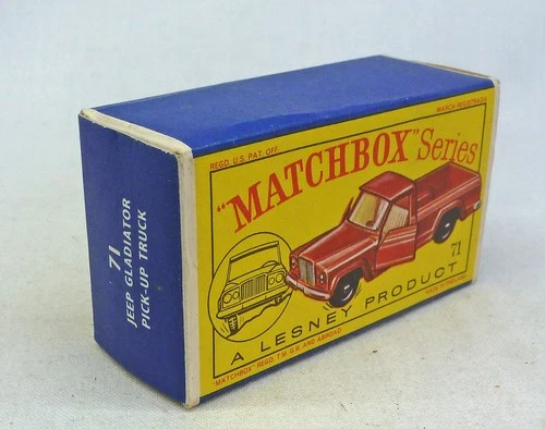 Lesney Matchbox MB71b Jeep Gladiator ORIGINAL Empty D Type Box Yellow Circle
