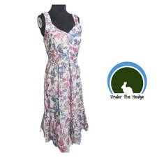 Donna Ricco White Embroidered Midi Ruffle Dress Size 6 X1 Girly Fairy Whimsy