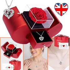 Forever Flowers Preserved Real Rose Rose with Necklace Women Mother Eternal Rose