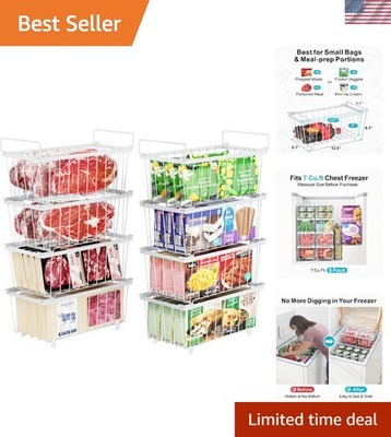 Space-Saving 8-Pack Freezer Storage Bins for Efficient Freezer Organization