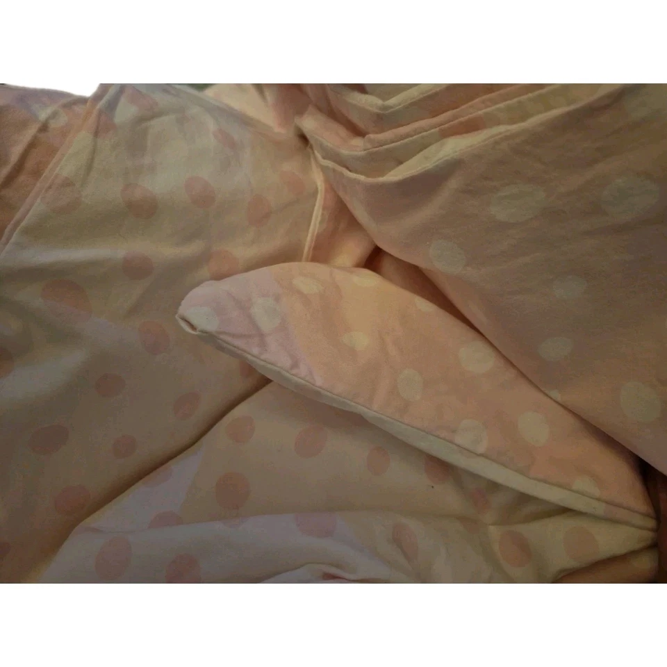 Pottery Barn Kids Pink % White Dots  Duvet Cover Organic Cotton Full/ Queen EUC  - Image 2 of 4