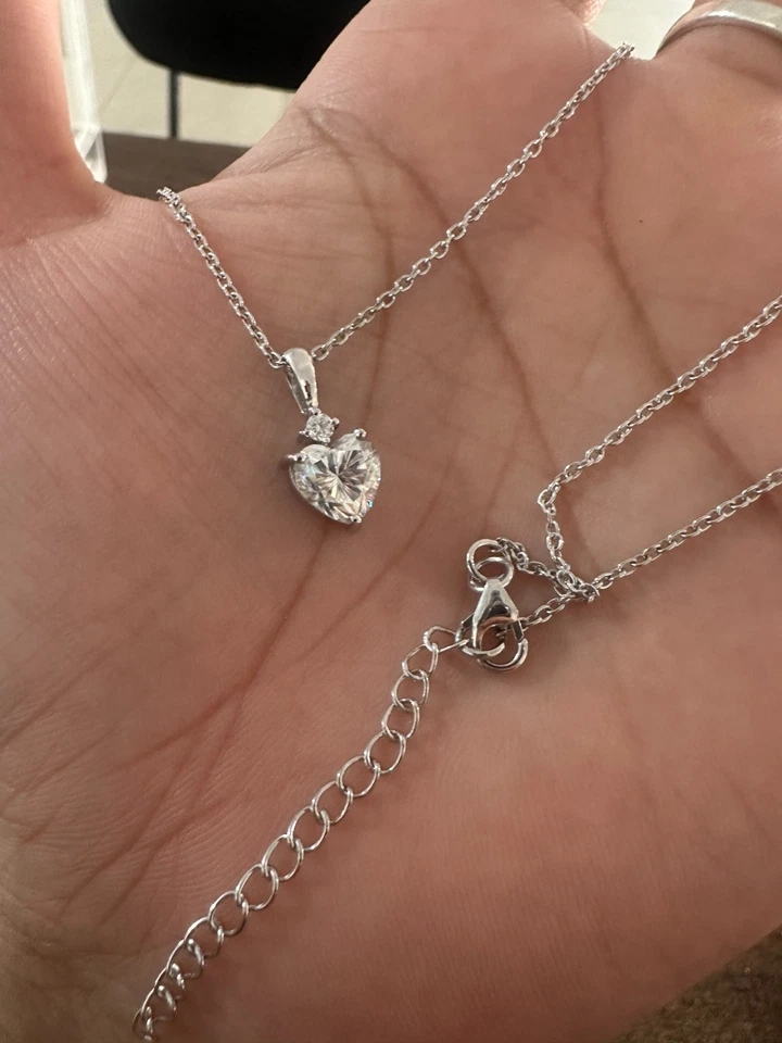 2ct Heart Cut Moissanite Pendant Necklace 14K White Gold Jewelry for women - Image 4 of 4