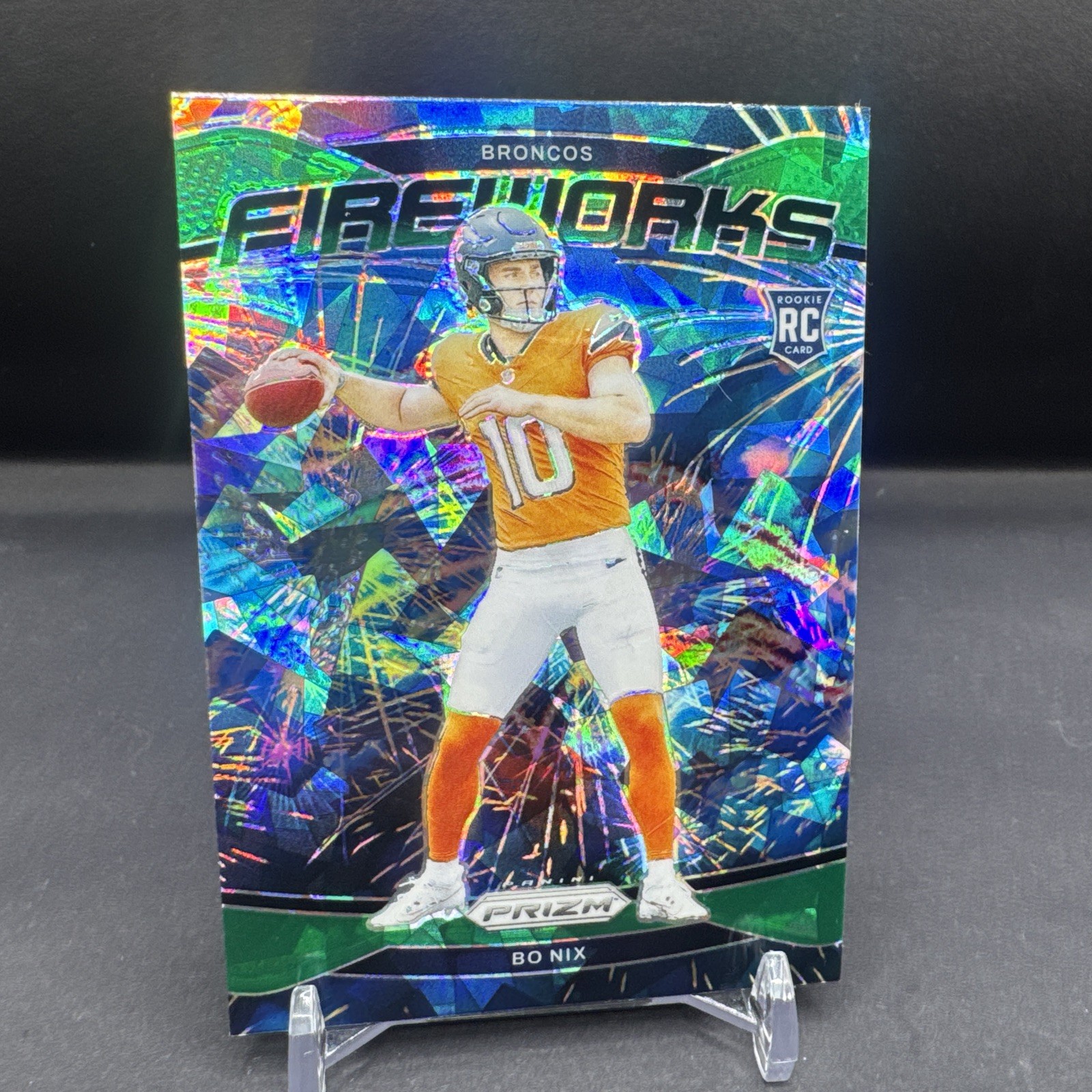 2024 Panini Prizm - Fireworks Bo Nix #23 Green Wave Prizm (RC) Denver Broncos