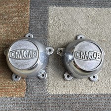 2 Vintage Crager Wheel Center Cap 1960s 1970s Original Chrome Metal Screw On Cap