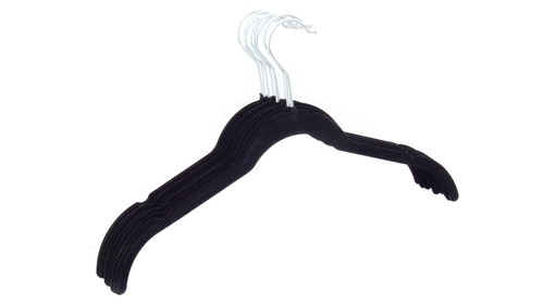 Appendiabiti In Velluto Nero Con Clip Regolabili - 43 Cm - Salvaspazio Per Pantaloni E Abiti