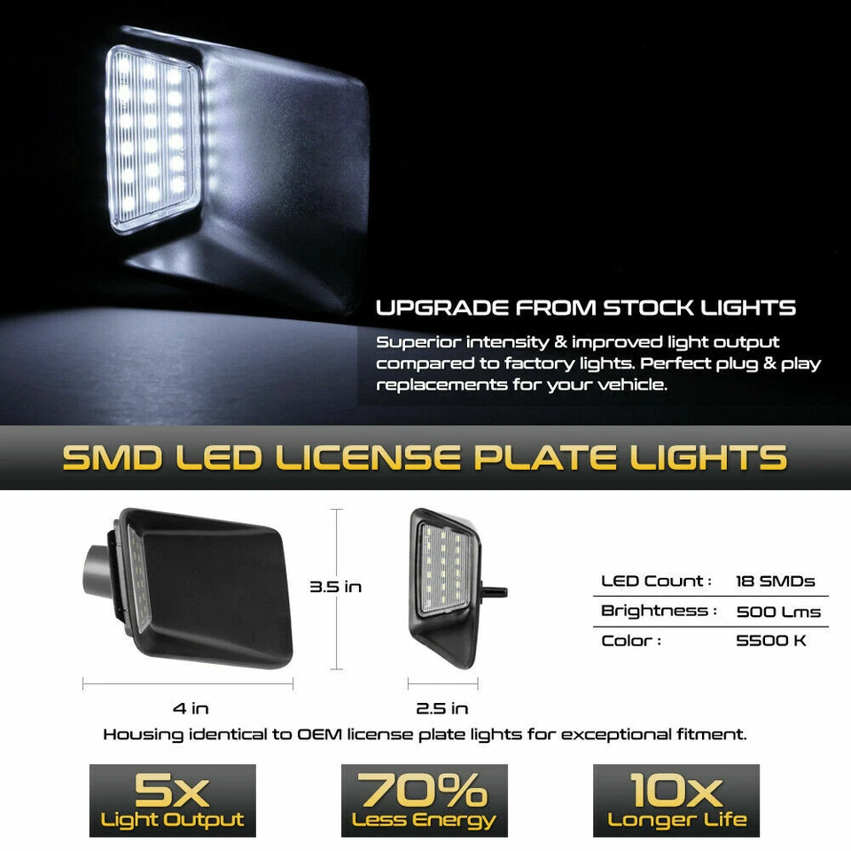 04-12 Chevy Colorado/GMC Canyon SMD LED parachoques trasero matrícula luz conjunto lámpara Foto 2 de 4