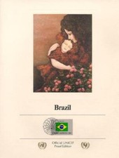 Estampes Brésil Lithographie avec Timbre Annulé, Original 1980 (11.5 x 9.5)