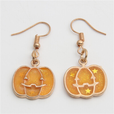 Halloweeen Pumpkin   Earrings Dangle Stars Fall Autumn Costume Gift Handmade UK