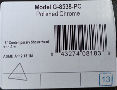 Graff G-8538-PC Contemporary 18'' Shower Arm in Polished Chrome *READ*