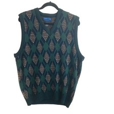 Jantzen Men's Blue Green Sweater Knit Vest, Size L, 100 Acrylic