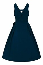 Lady V Vintage London 10 Iris Navy Dress Rockabilly Pinup 50s retro blue
