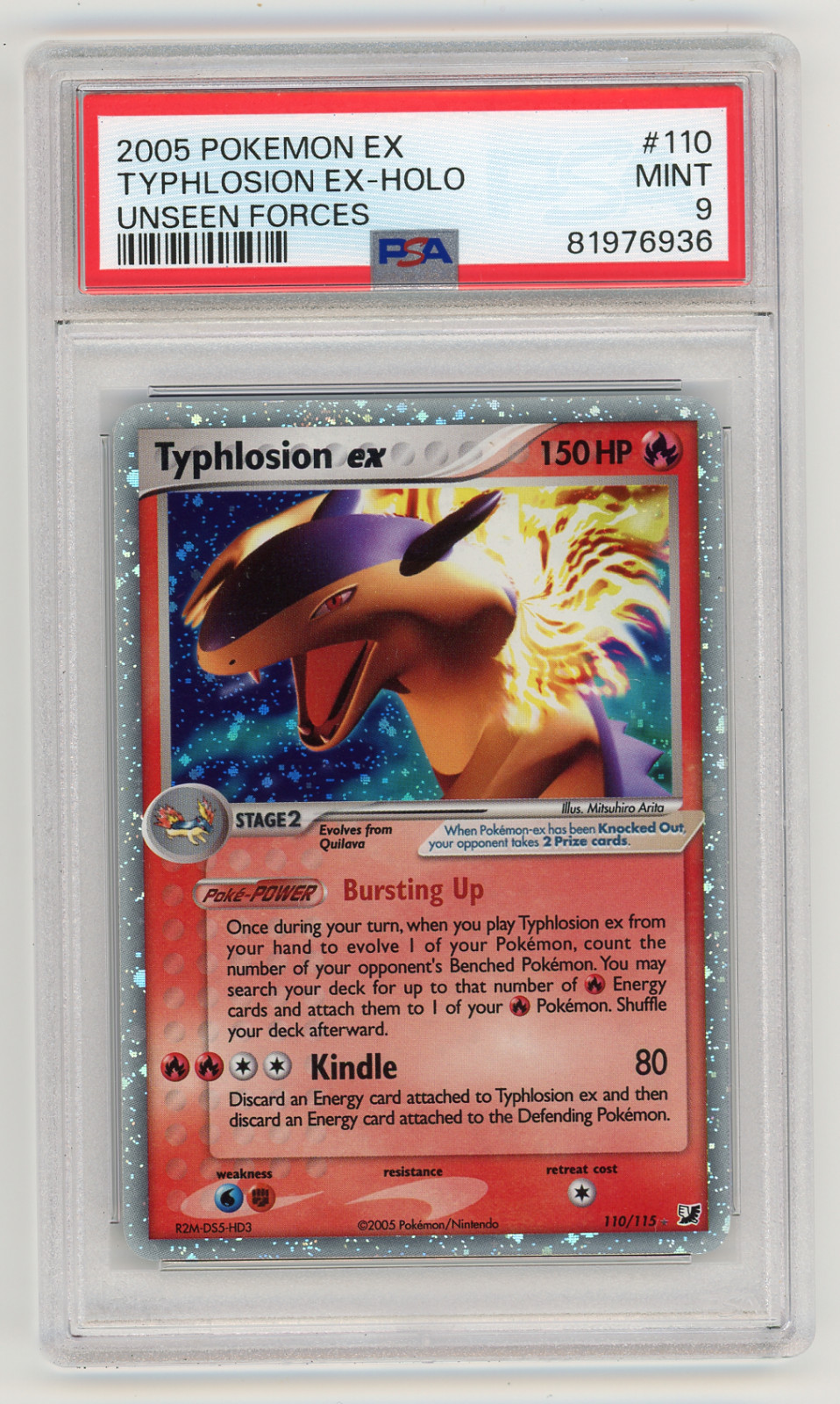 Pokemon Typhlosion ex 110 EX Unseen Forces Ultra Rare Holo PSA 9 MINT