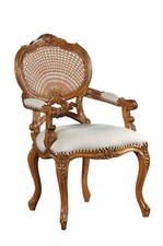 French Rattan Chair | Natural Linen Upholstery | Hampton Range NEW CHRW002