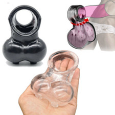 Male-Ball-Scrotum-Testicle Squeeze Rings Cage Soft Stretcher CBT Enhancer Delay