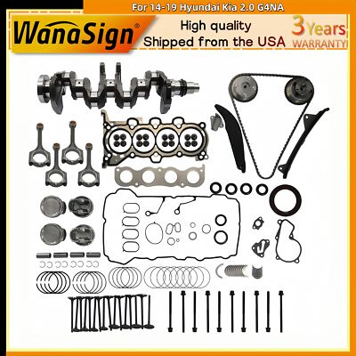 #ad Engine Overhaul Rebuild Kit Crankshaft Rod Timing For 14 19 Hyundai Kia 2.0 G4NA $610.99