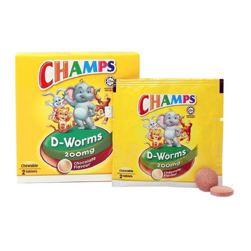 Champs Deworms Chewable 200MG 2S/D for Adults and Children (6 Tab) Free Shipping - Picture 2 of 6