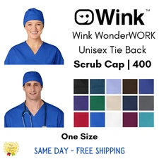 Wink WonderWORK Unisex Tie Back Solid Scrub Cap | 400