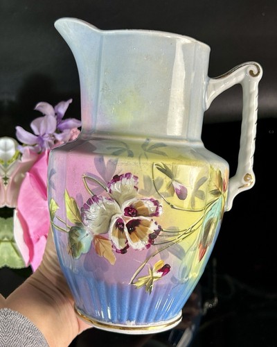 Antique W H Grindley Pearlware Pitcher/Jug Floral Handpainted 7.75” England - Picture 3 of 24