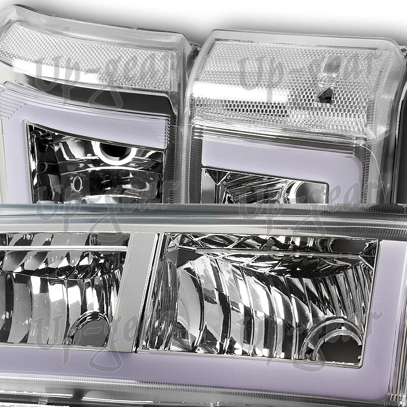 Faro cromado + lámpara de parachoques Silverado LED DRL Silverado 02-06 Chevy Avalanche /03-07 Foto 2 de 4