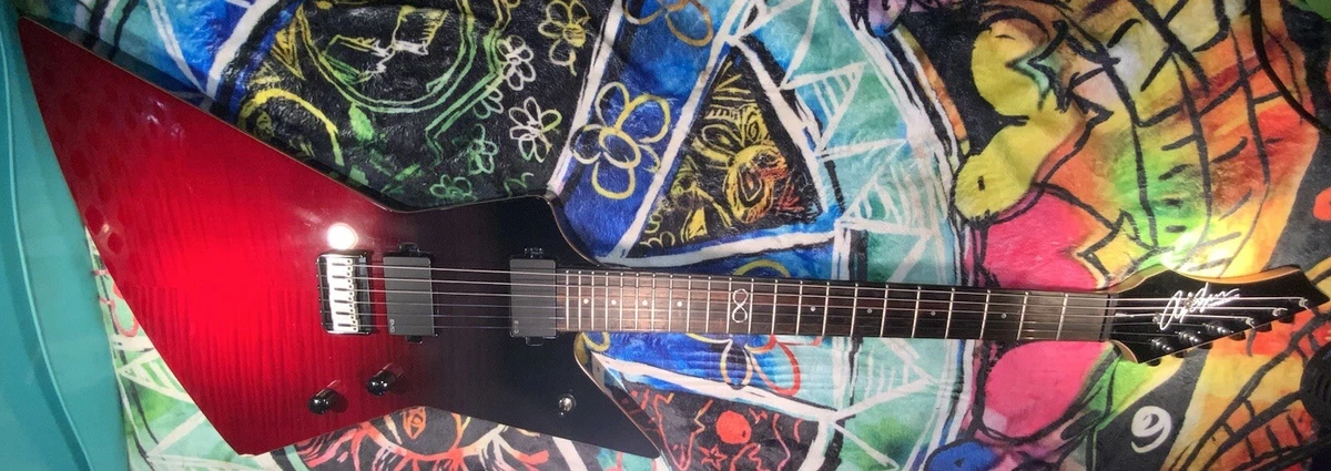 2017 Chapman V1 Ghost Fret Explorer in Black and Blood Fade