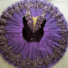 Professional Ballet Tutu Girls Dark Purple Pancake Tutu Performance Swan Dress