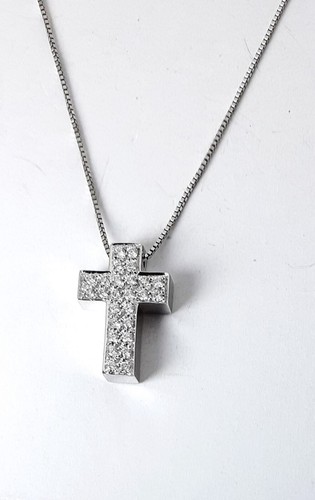 Collana Donna Elli's Nardelli EL0961 In Oro Bianco Con Croce Con Diamanti - Foto 2 di 3