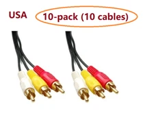 Lot of 10 PTC Gold Series RCA Composite Audio/Video Cable | Male to Male | 25'ft