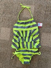 Justice Two Piece Tankini Swimsuit Swim Suit 1129 Sprakle Stripe Girls Size 6
