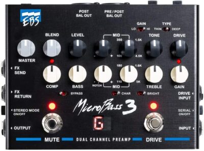 EBS MicroBass 3 Bass Preamp Effektpedal 2-Kanal Kompressor