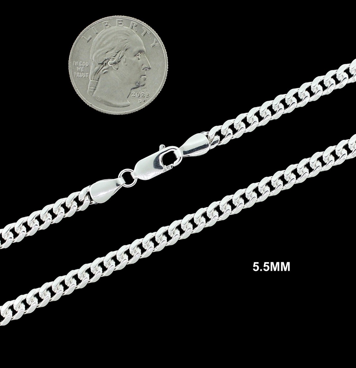 ユニセックス 925 Sterling Silver Cuban Link Mens 5.5mm Real 925 Solid Sterling Silver Miami Cuban Link Chain
