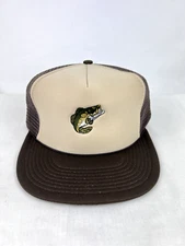 Vintage Fish Hat Trucker Snap Back Nature Brown Bass Trout Fisherman Mesh Foam