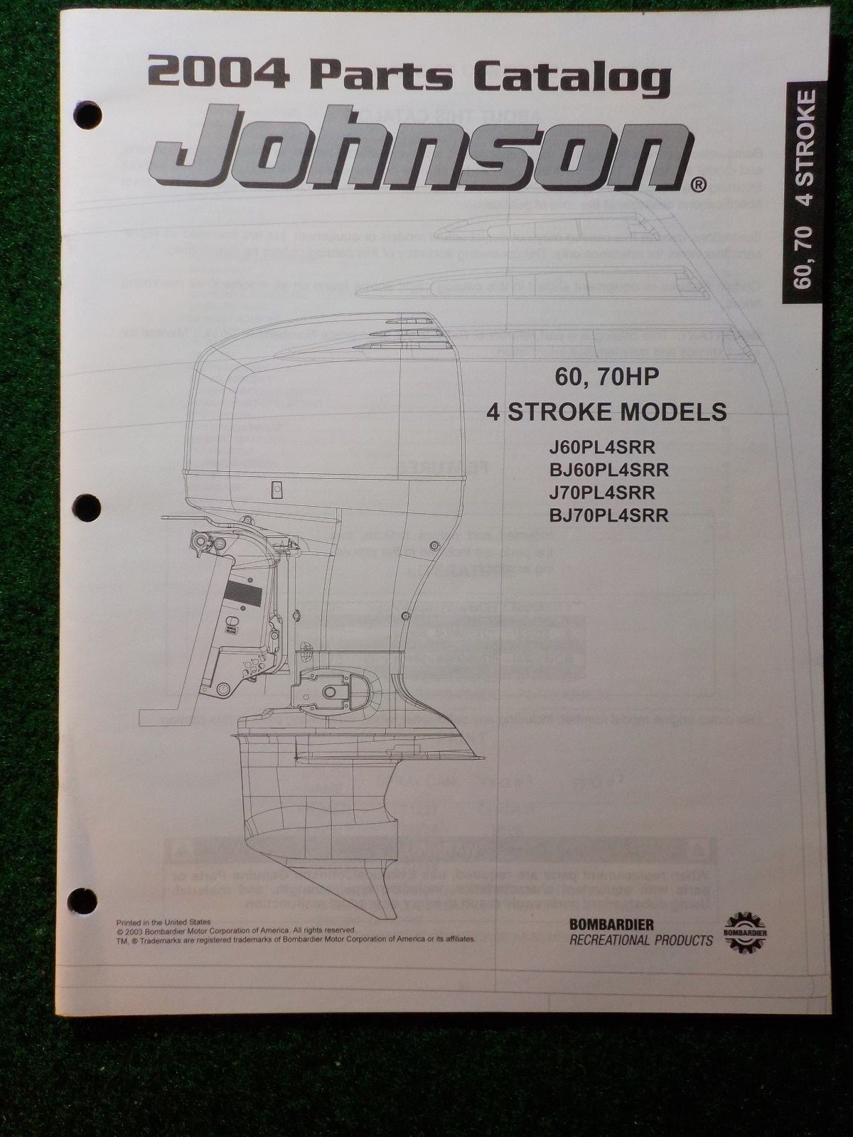 2004 BRP Johnson Outboard Parts Catalog Manual 60 70 HP 4 Stroke DEALER FACTORY | eBay