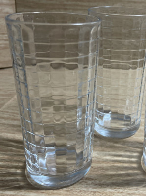2 Pasabahce Scotch Clear Old Fashioned drinking Glasses Windowpane Optic VTG bar