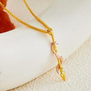 Authentic Feather Arrow Pendant Necklace - 925 Silver, 18K Gold & Rose Gold Plated