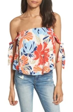 ASTR THE LABEL 156427 Womens Havana Blouse Hibiscus Multi Sz. Small