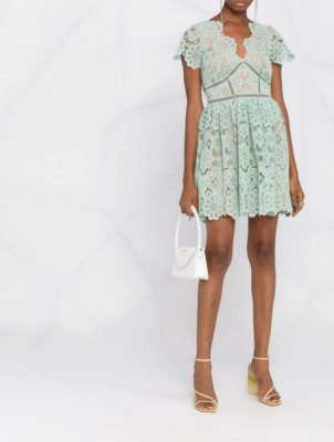 SELF-PORTRAIT Lace-Panel Short-Sleeve Dress Size US2 UK6 Orig. $495 NEW
