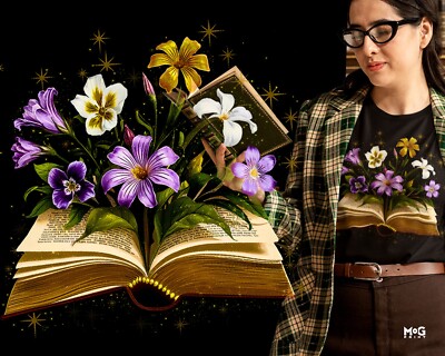 Wildblumen Bücher T-Shirt Welttag des Buches Lesewoche Bibliothekar Geschenk Shirt Top