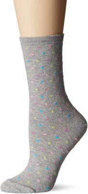 Hotsox Womens Pindot Heart Repeat Socks, Gents Grey, 1 Pair, Womens Shoe 4-10
