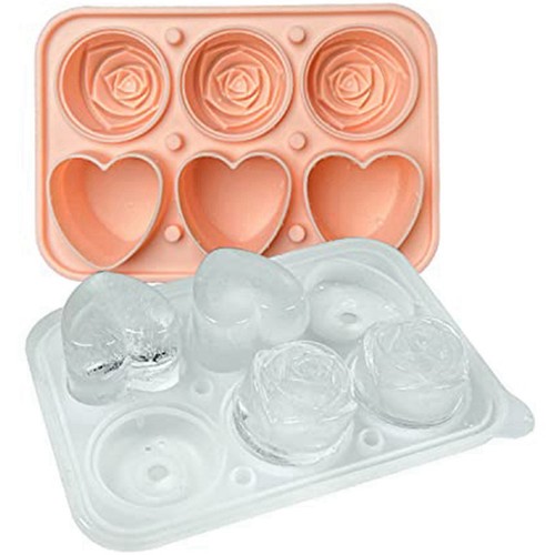 Silikon-Eiswürfelformen Mit Deckel – Runde Eiskugeln Für Whiskey & Cocktails, Rosa, Auslaufsicher