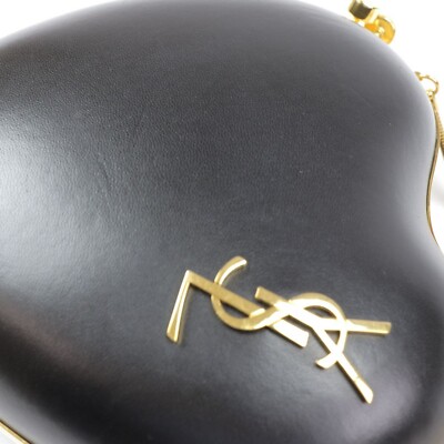 SAINT LAURENT Shoulder Box Bag Black Heart Love AUTH JAPAN | eBay