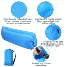Sofá de aire cama tumbona inflable rápido camping playa picnics bolsa perezosa