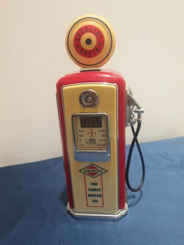 Radio A Transistor FM Con Orologio Sveglia Pompa Di Benzina Anni 50 Vintage - Afbeelding 1 van 17