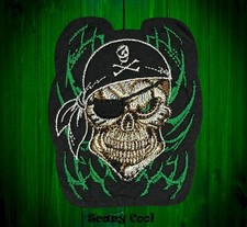 New Pirate Skull Cross Bones Tribal Gothic Embroidered Biker Iron On Patch