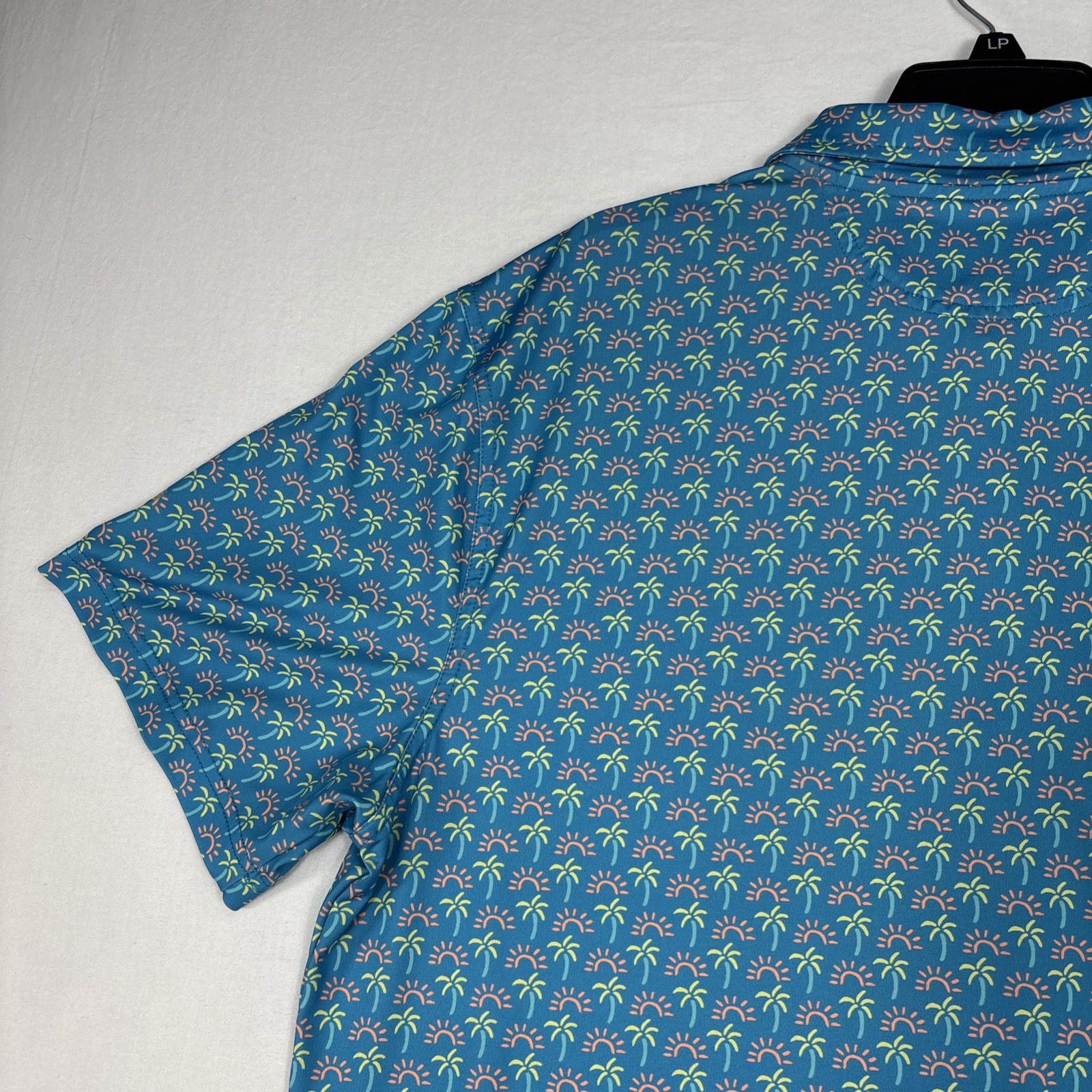 Chubbies Polo Men's Large Blue Palm Tree Sun Beach Performance Stretch Casual