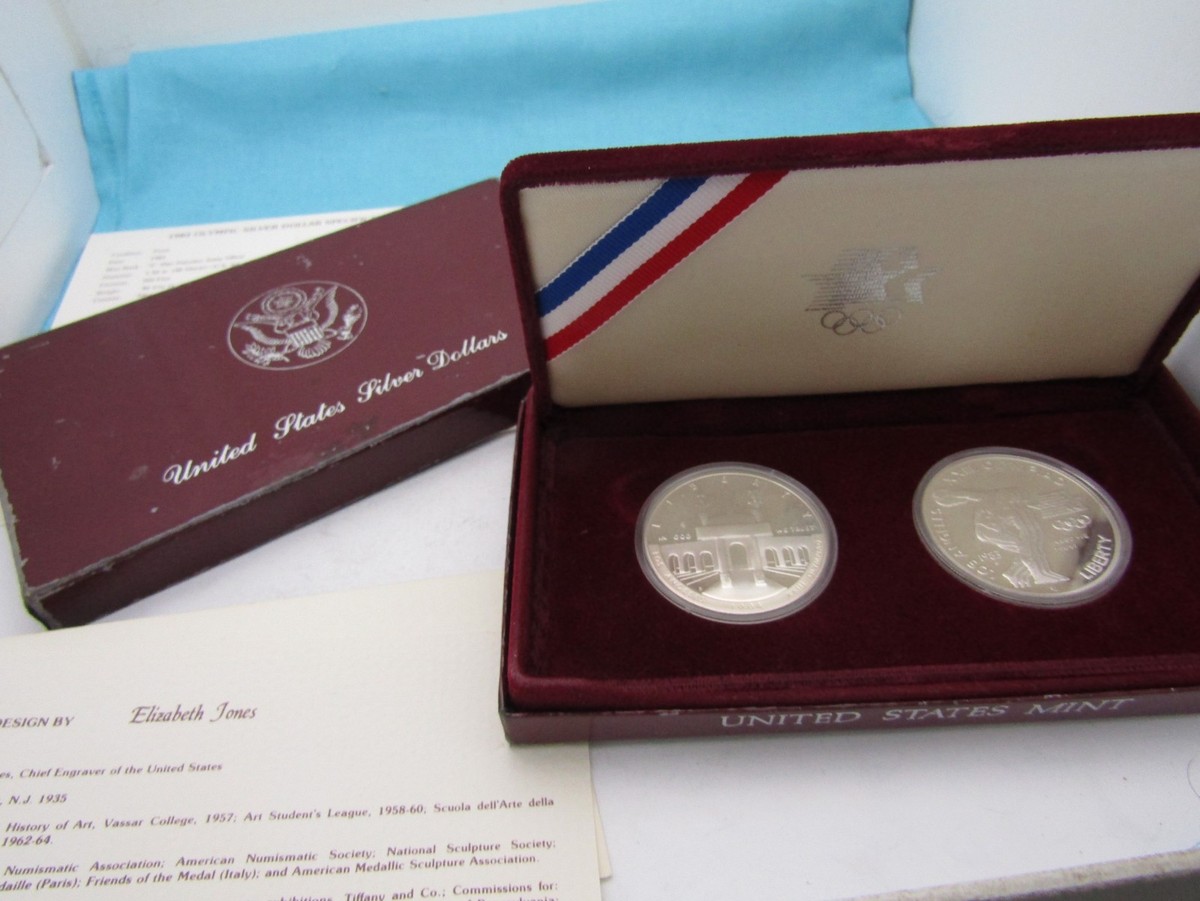 コレクション 1983 OLYMPIC DOLLAR .900 FINE SILVER 1983 Olympic Dollar. 900 Fine Silver Proof Coin. U.s. Mint