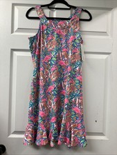 Lulu B L Sleeveless Flamingo Dress With Ruffled Bottom Upf50