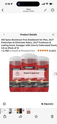 Old Spice Aluminum-Free Swagger Deodorant Lime & Cedarwood 3.8 oz 3 Pack