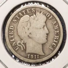 1911-D BARBER DIME -- Nice Good+ (G+)