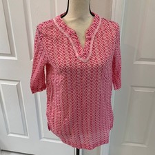 Vineyard Vines Girls Pink Whale Tail Pattern with 3/4 Sleeves Tunic Top - L 14 